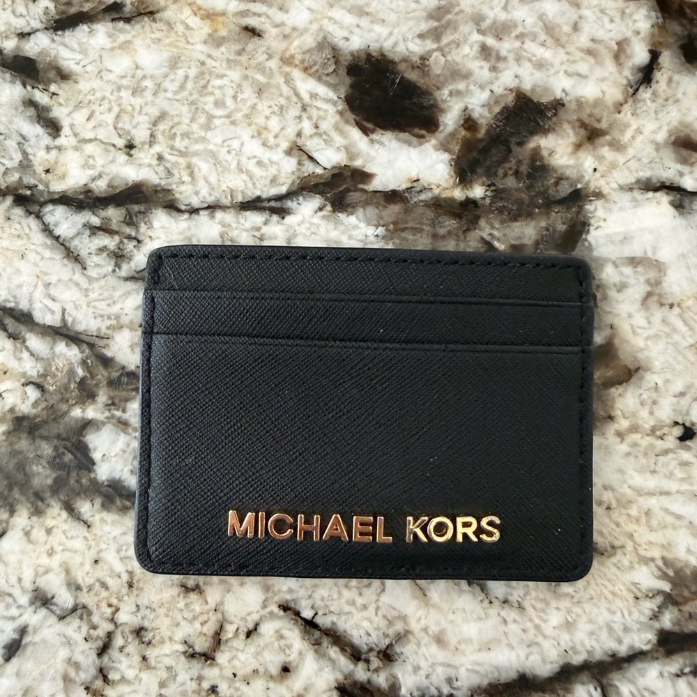 Michael Kors Black Card Holder with Gold Logo
